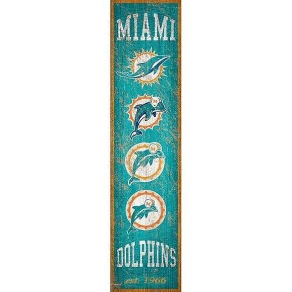 NFL Sign Retro Miami Dolphins Heritage Vertical Throwback 70's Rustic Wall - Picture 1 of 3